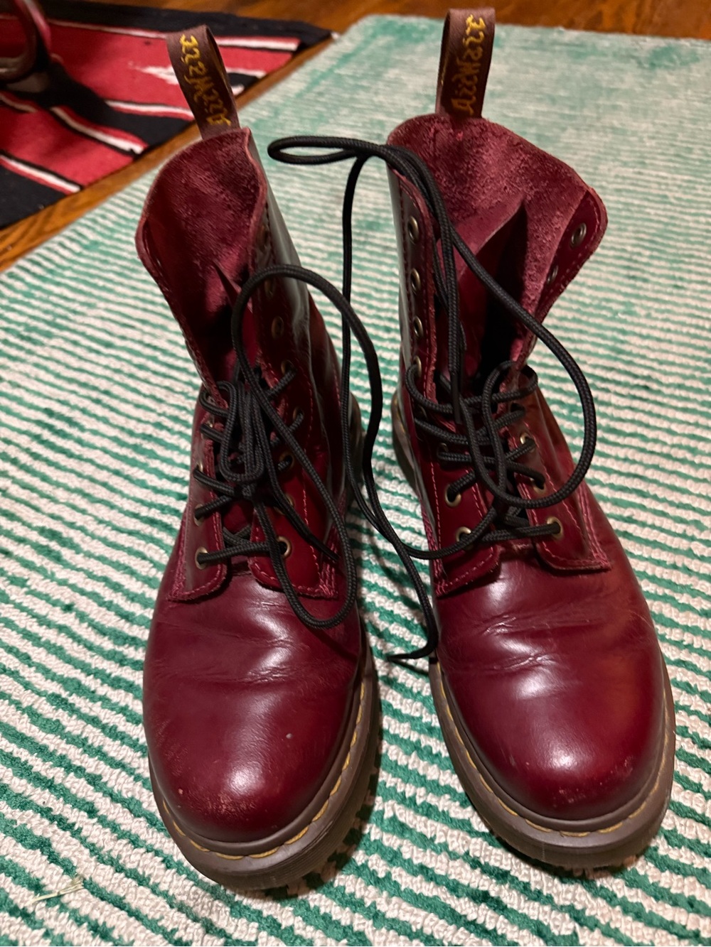 Dr. Martens Women's Burgundy Leather Lace-Up Boots